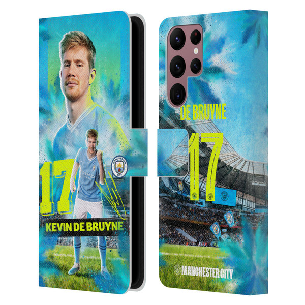 Manchester City Man City FC 2023/24 First Team Kevin De Bruyne Leather Book Wallet Case Cover For Samsung Galaxy S22 Ultra 5G