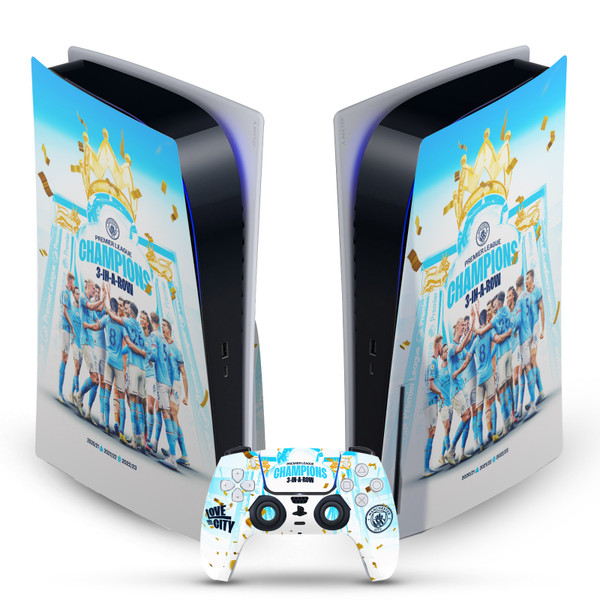 Manchester City Man City FC 2023 Champions Team Poster Vinyl Sticker Skin Decal Cover for Sony PS5 Disc Edition Bundle