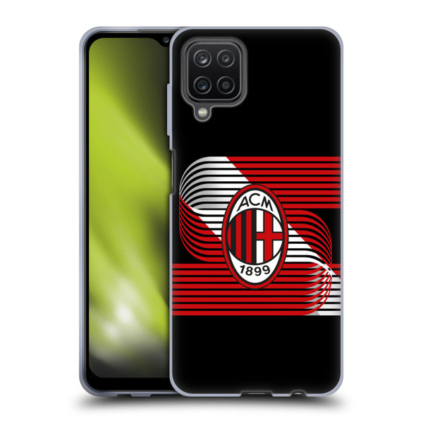 AC Milan Crest Patterns Diagonal Soft Gel Case for Samsung Galaxy A12 (2020)