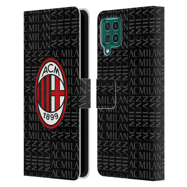 AC Milan Crest Patterns Red And Grey Leather Book Wallet Case Cover For Samsung Galaxy F62 (2021)