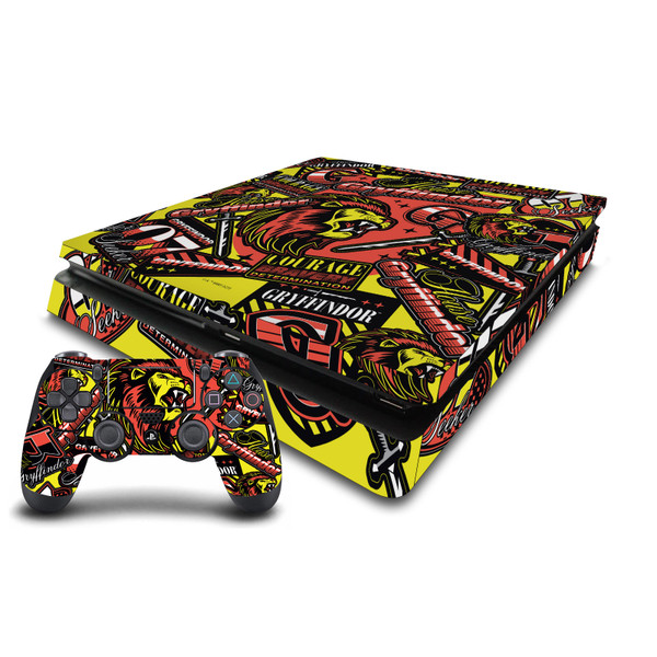 Harry Potter Graphics Gryffindor Pattern Vinyl Sticker Skin Decal Cover for Sony PS4 Slim Console & Controller