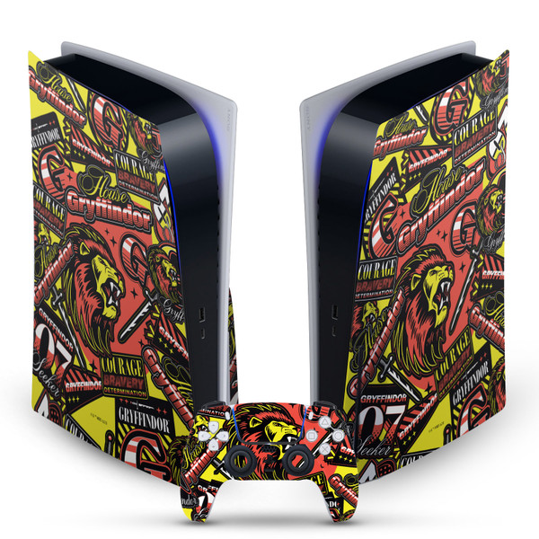 Harry Potter Graphics Gryffindor Pattern Vinyl Sticker Skin Decal Cover for Sony PS5 Disc Edition Bundle