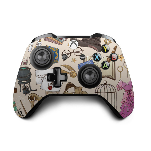 Harry Potter Graphics Hogwarts Pattern Vinyl Sticker Skin Decal Cover for Microsoft Xbox One S / X Controller