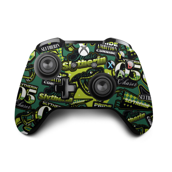 Harry Potter Graphics Slytherin Pattern Vinyl Sticker Skin Decal Cover for Microsoft Xbox One S / X Controller