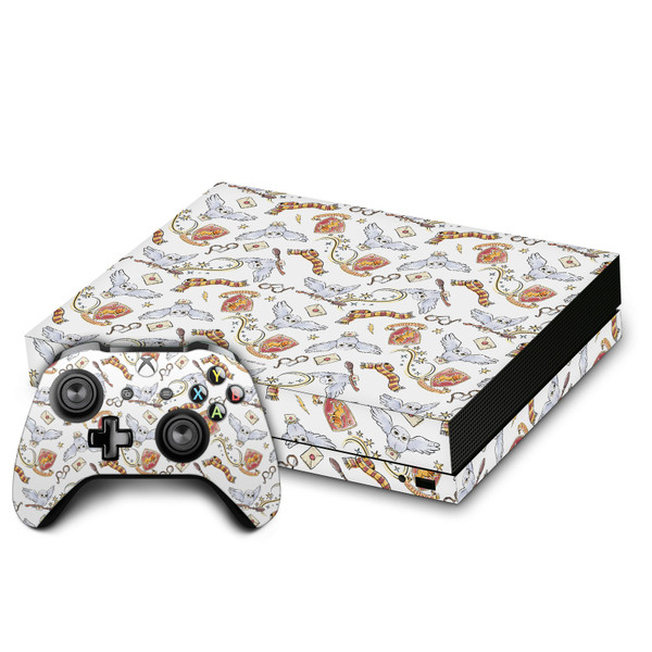 Harry Potter Graphics Hedwig Owl Pattern Vinyl Sticker Skin Decal Cover for Microsoft Xbox One X Bundle