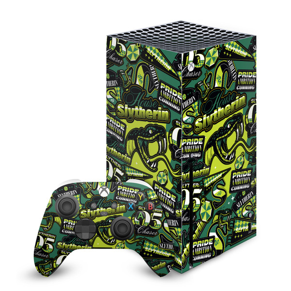 Harry Potter Graphics Slytherin Pattern Vinyl Sticker Skin Decal Cover for Microsoft Series X Console & Controller