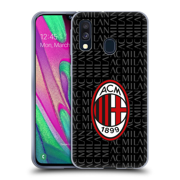 AC Milan Crest Patterns Red And Grey Soft Gel Case for Samsung Galaxy A40 (2019)