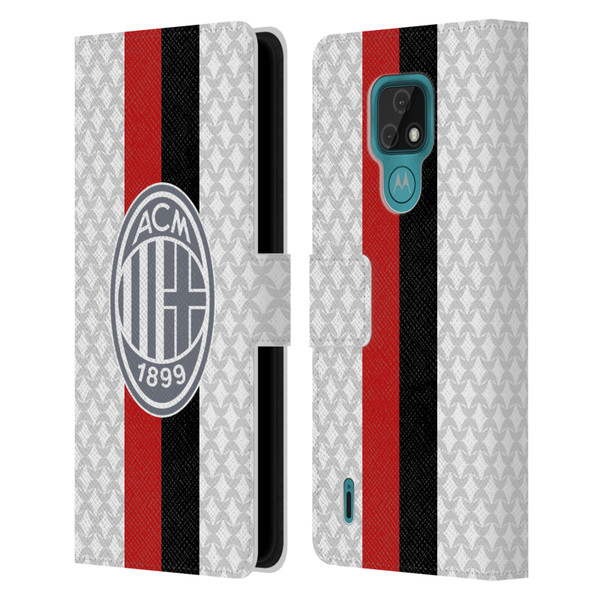 AC Milan 2023/24 Crest Kit Away Leather Book Wallet Case Cover For Motorola Moto E7