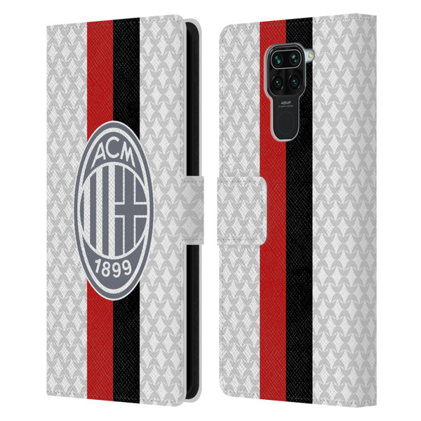 AC Milan 2023/24 Crest Kit Away Leather Book Wallet Case Cover For Xiaomi Redmi Note 9 / Redmi 10X 4G