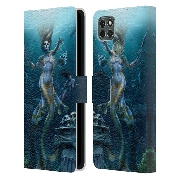 Tom Wood Fantasy Mermaid Hunt Leather Book Wallet Case Cover For Motorola Moto G9 Power