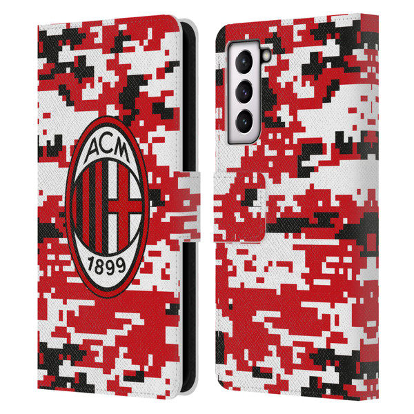 AC Milan Crest Patterns Digital Camouflage Leather Book Wallet Case Cover For Samsung Galaxy S21 5G