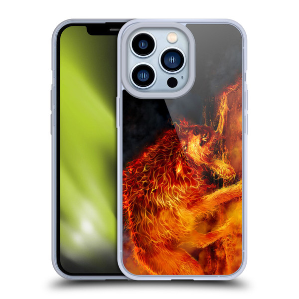 Tom Wood Fire Creatures Wolf Stalker Soft Gel Case for Apple iPhone 13 Pro