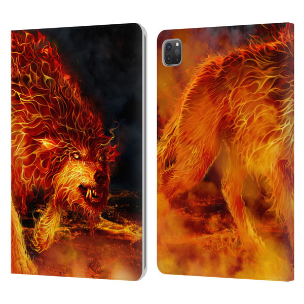 Tom Wood Fire Creatures Wolf Stalker Leather Book Wallet Case Cover For Apple iPad Pro 11 2020 / 2021 / 2022