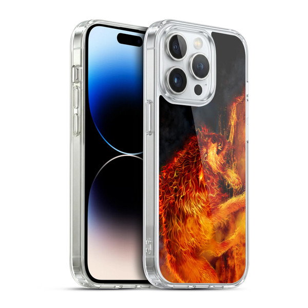 Tom Wood Fire Creatures Wolf Stalker Soft Gel Case for Apple iPhone 14 Pro & MagSafe