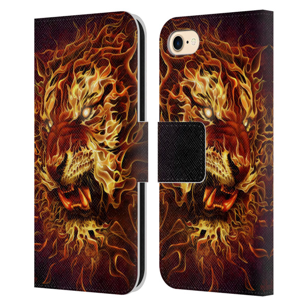 Tom Wood Fire Creatures Tiger Leather Book Wallet Case Cover For Apple iPhone 7 / 8 / SE 2020 & 2022