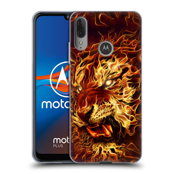 Tom Wood Fire Creatures Tiger Soft Gel Case for Motorola Moto E6 Plus