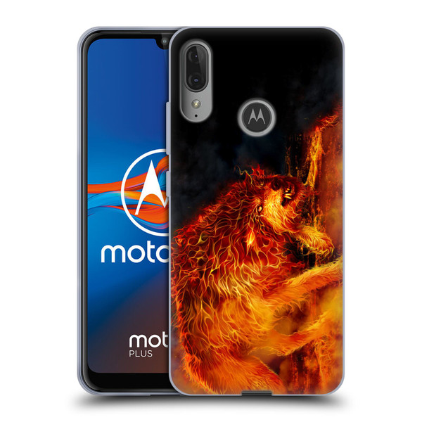 Tom Wood Fire Creatures Wolf Stalker Soft Gel Case for Motorola Moto E6 Plus
