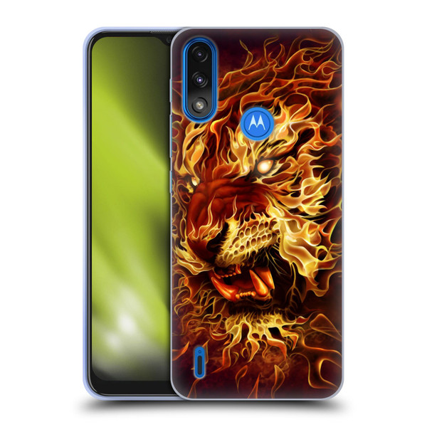 Tom Wood Fire Creatures Tiger Soft Gel Case for Motorola Moto E7 Power / Moto E7i Power