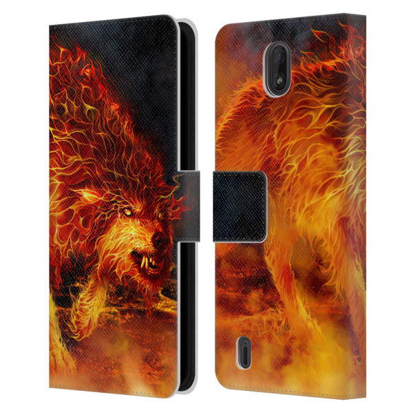 Tom Wood Fire Creatures Wolf Stalker Leather Book Wallet Case Cover For Nokia C01 Plus/C1 2nd Edition