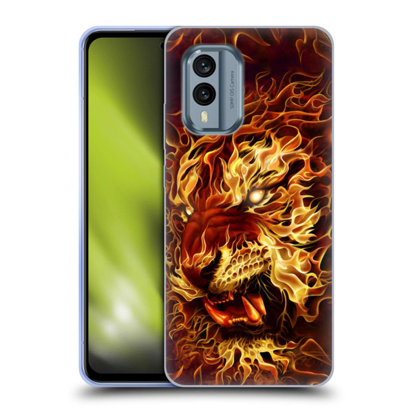 Tom Wood Fire Creatures Tiger Soft Gel Case for Nokia X30