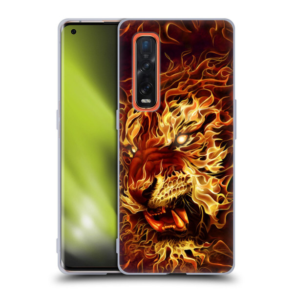 Tom Wood Fire Creatures Tiger Soft Gel Case for OPPO Find X2 Pro 5G