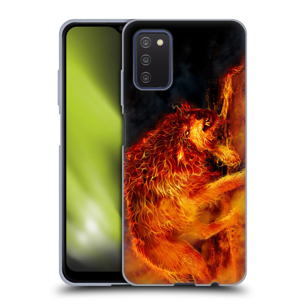 Tom Wood Fire Creatures Wolf Stalker Soft Gel Case for Samsung Galaxy A03s (2021)
