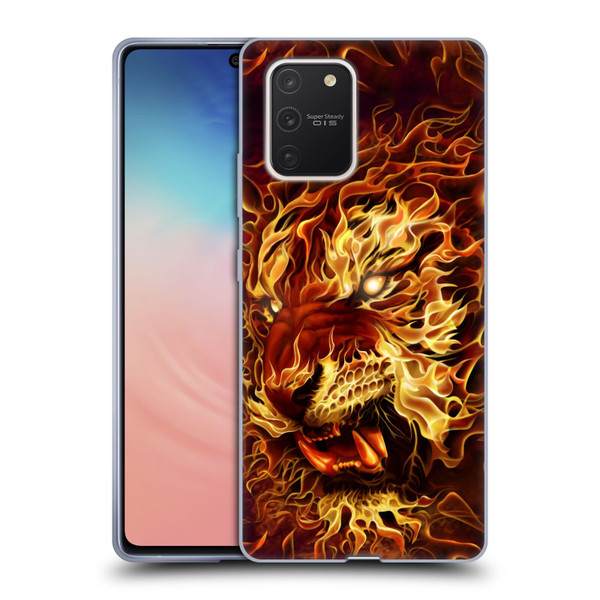 Tom Wood Fire Creatures Tiger Soft Gel Case for Samsung Galaxy S10 Lite