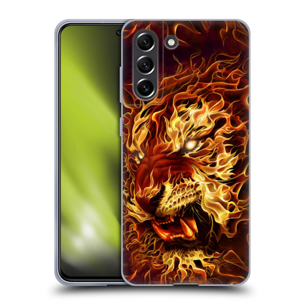 Tom Wood Fire Creatures Tiger Soft Gel Case for Samsung Galaxy S21 FE 5G