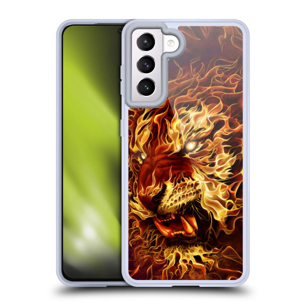 Tom Wood Fire Creatures Tiger Soft Gel Case for Samsung Galaxy S21 5G