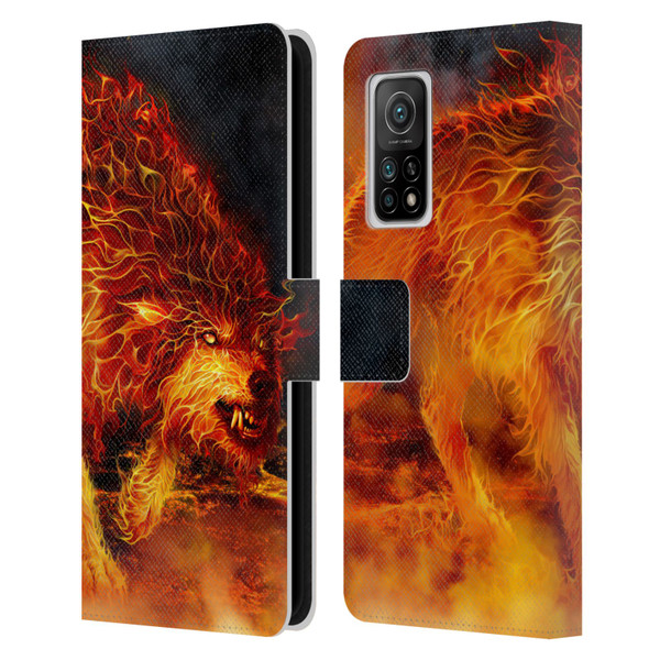 Tom Wood Fire Creatures Wolf Stalker Leather Book Wallet Case Cover For Xiaomi Mi 10T 5G