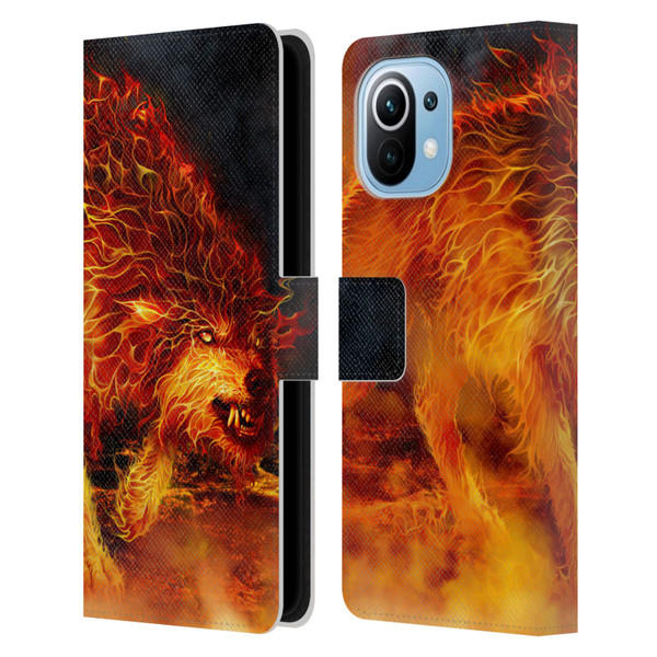 Tom Wood Fire Creatures Wolf Stalker Leather Book Wallet Case Cover For Xiaomi Mi 11