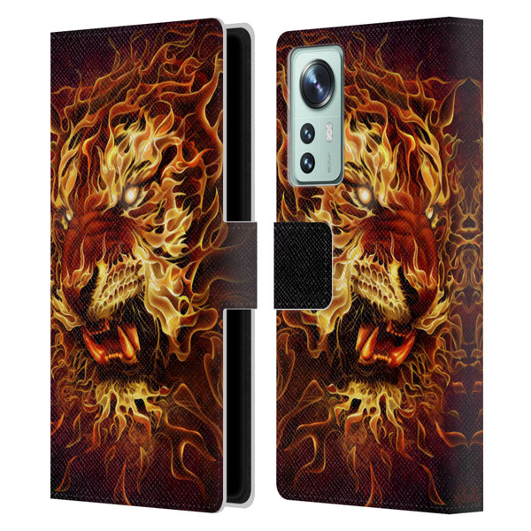 Tom Wood Fire Creatures Tiger Leather Book Wallet Case Cover For Xiaomi 12