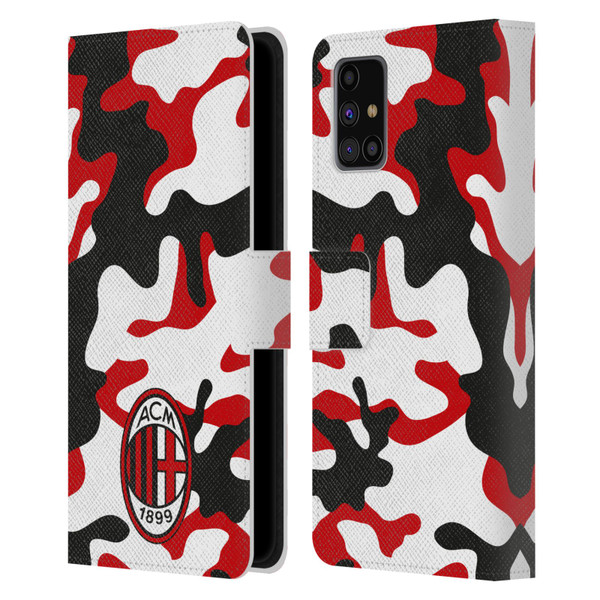 AC Milan Crest Patterns Camouflage Leather Book Wallet Case Cover For Samsung Galaxy M31s (2020)