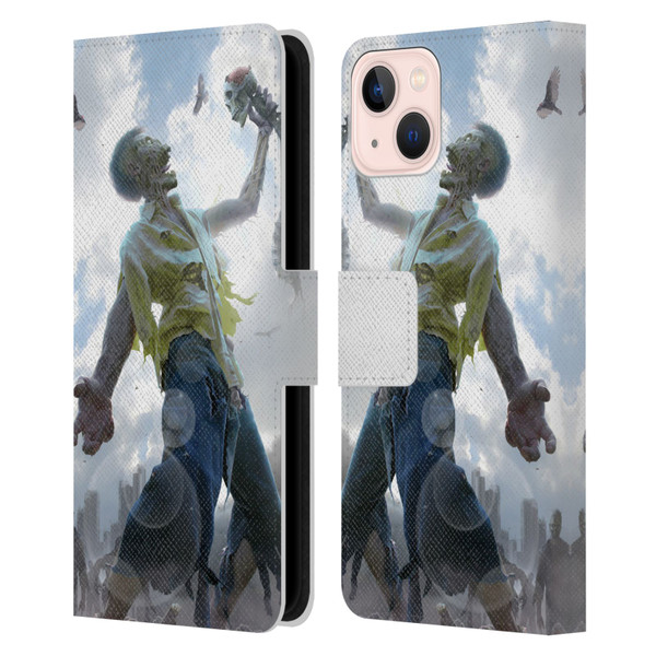 Tom Wood Horror Zombie Scraps Leather Book Wallet Case Cover For Apple iPhone 13