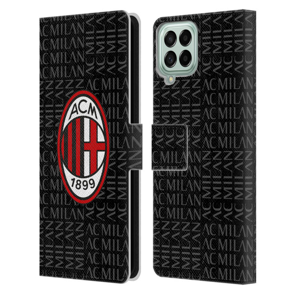 AC Milan Crest Patterns Red And Grey Leather Book Wallet Case Cover For Samsung Galaxy M33 (2022)