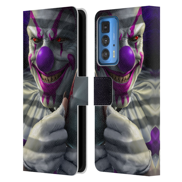 Tom Wood Horror Mischief The Clown Leather Book Wallet Case Cover For Motorola Edge 20 Pro