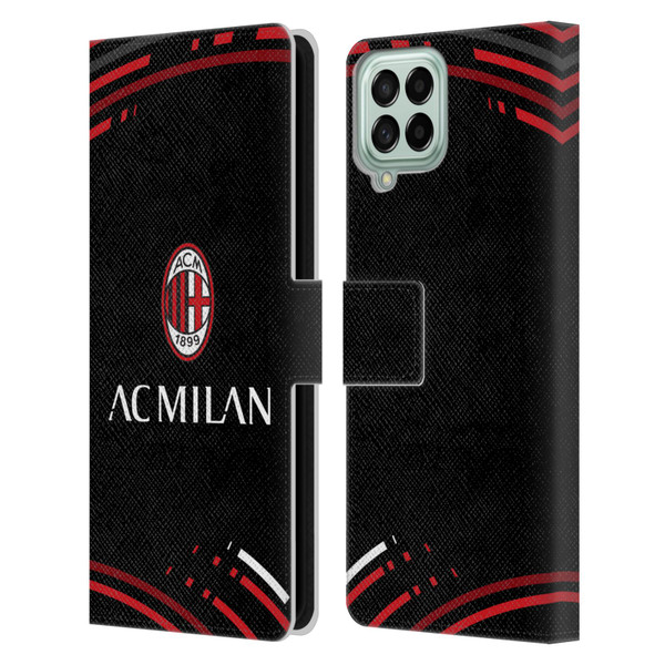 AC Milan Crest Patterns Curved Leather Book Wallet Case Cover For Samsung Galaxy M53 (2022)