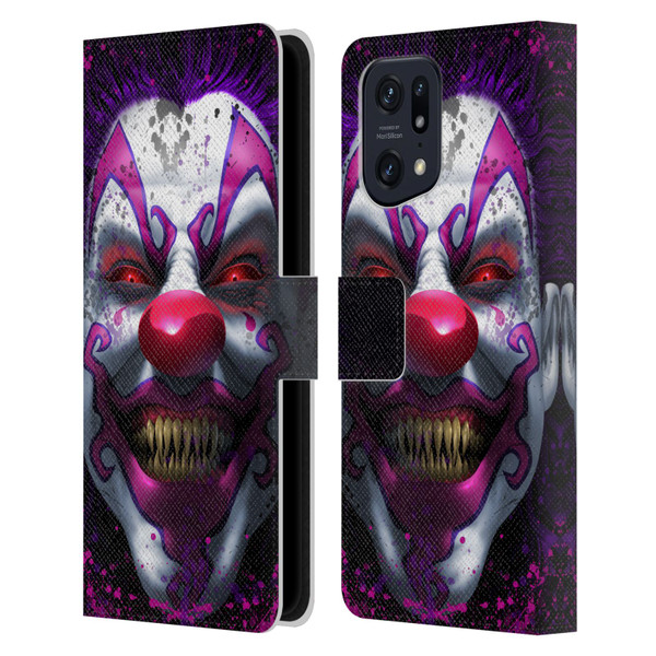 Tom Wood Horror Keep Smiling Clown Leather Book Wallet Case Cover For OPPO Find X5