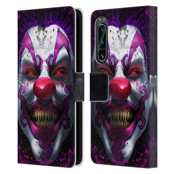 Tom Wood Horror Keep Smiling Clown Leather Book Wallet Case Cover For Sony Xperia 5 IV