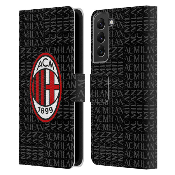 AC Milan Crest Patterns Red And Grey Leather Book Wallet Case Cover For Samsung Galaxy S22+ 5G
