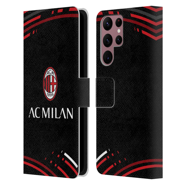 AC Milan Crest Patterns Curved Leather Book Wallet Case Cover For Samsung Galaxy S22 Ultra 5G