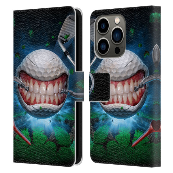 Tom Wood Monsters Golf Ball Leather Book Wallet Case Cover For Apple iPhone 14 Pro