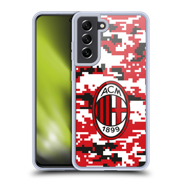 AC Milan Crest Patterns Digital Camouflage Soft Gel Case for Samsung Galaxy S21 FE 5G & MagSafe