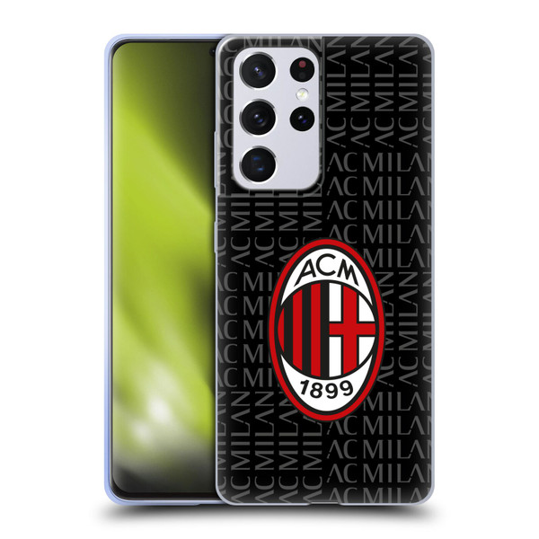AC Milan Crest Patterns Red And Grey Soft Gel Case for Samsung Galaxy S21 Ultra 5G