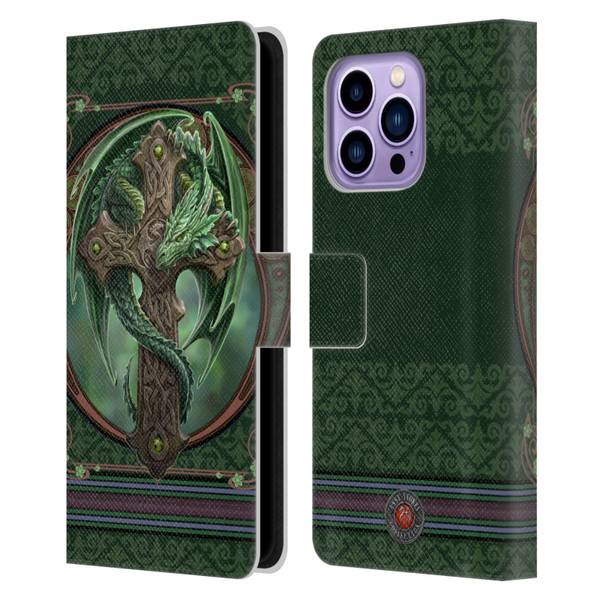Anne Stokes Dragons Woodland Guardian Leather Book Wallet Case Cover For Apple iPhone 14 Pro Max