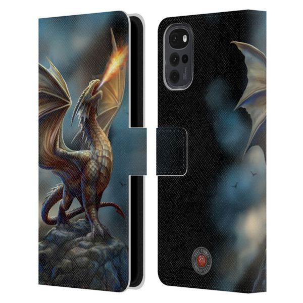Anne Stokes Dragons Noble Leather Book Wallet Case Cover For Motorola Moto G22