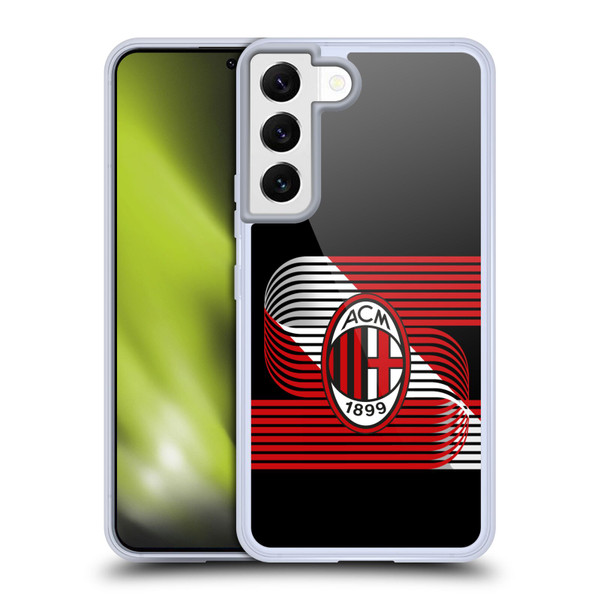 AC Milan Crest Patterns Diagonal Soft Gel Case for Samsung Galaxy S22 5G & MagSafe
