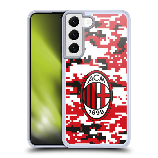 AC Milan Crest Patterns Digital Camouflage Soft Gel Case for Samsung Galaxy S22 5G & MagSafe