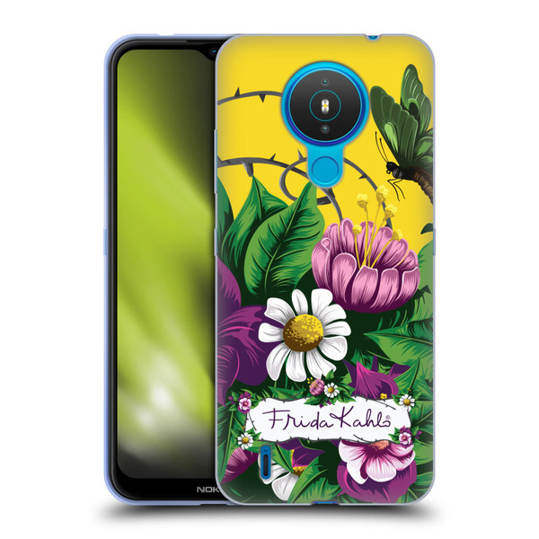 Frida Kahlo Purple Florals Butterfly Soft Gel Case for Nokia 1.4