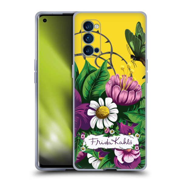 Frida Kahlo Purple Florals Butterfly Soft Gel Case for OPPO Reno 4 Pro 5G